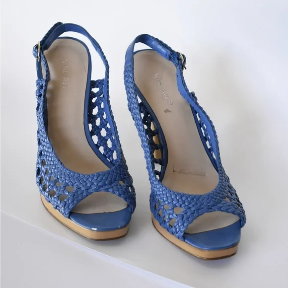 Nine West Blue Leather High Heel Shoes - Picture 2 of 7